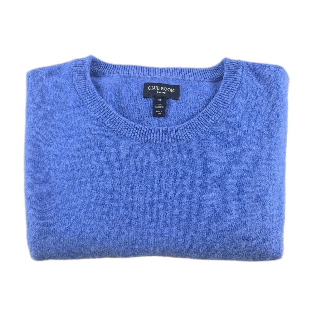 Club Room Luxury Sweater Men’s Sz XL Blue Cashmere Crewneck Pullover